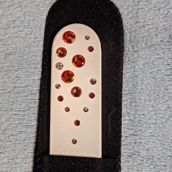 🆕 7.5" White Czech Crystal Nail File W/BEAUTIFUL PINK & ORANGE SWARO… - Picture 4 of 6